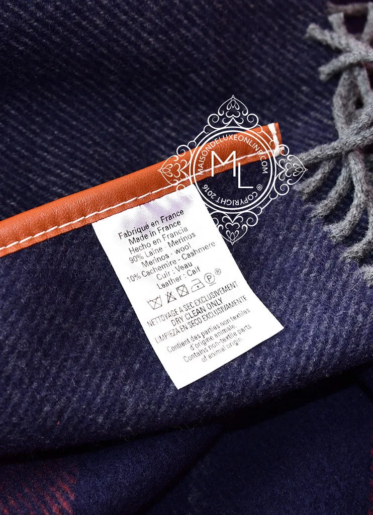 Hermes Cashmere Wool Blue Grey Rocabar Bivouac Poncho Cape
