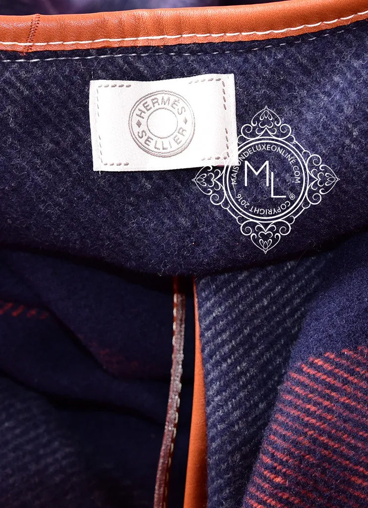 Hermes Cashmere Wool Blue Grey Rocabar Bivouac Poncho Cape