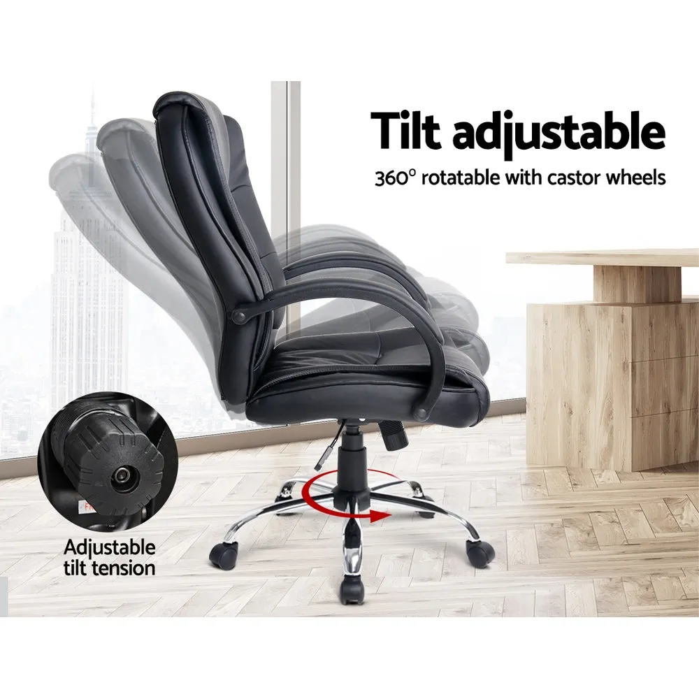 High-Back Leather Executive Office Chair, Adjustable - Artiss