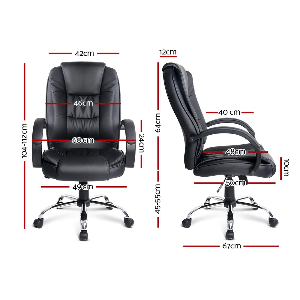 High-Back Leather Executive Office Chair, Adjustable - Artiss