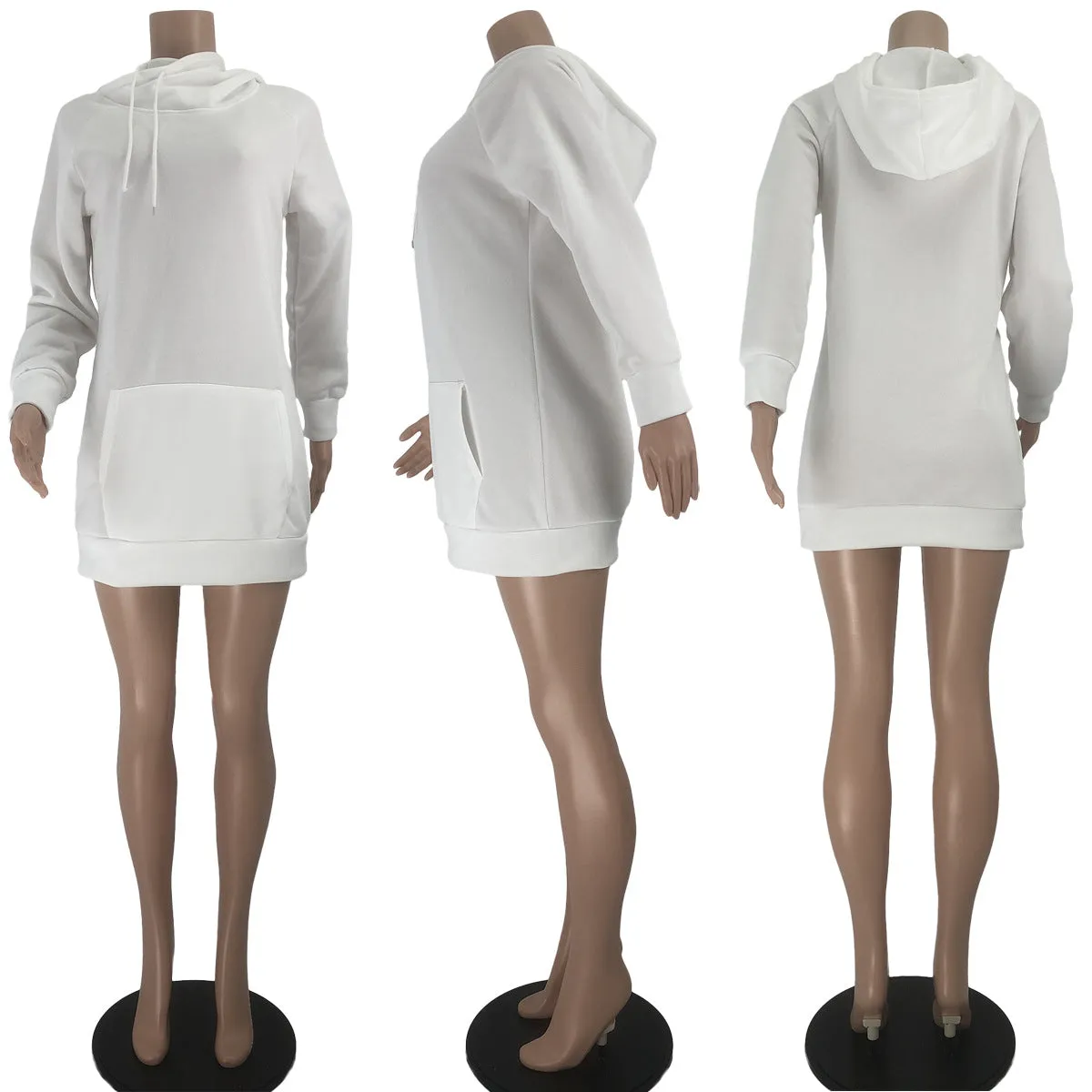 Hooded plus fleece sweater dress（AY1656）