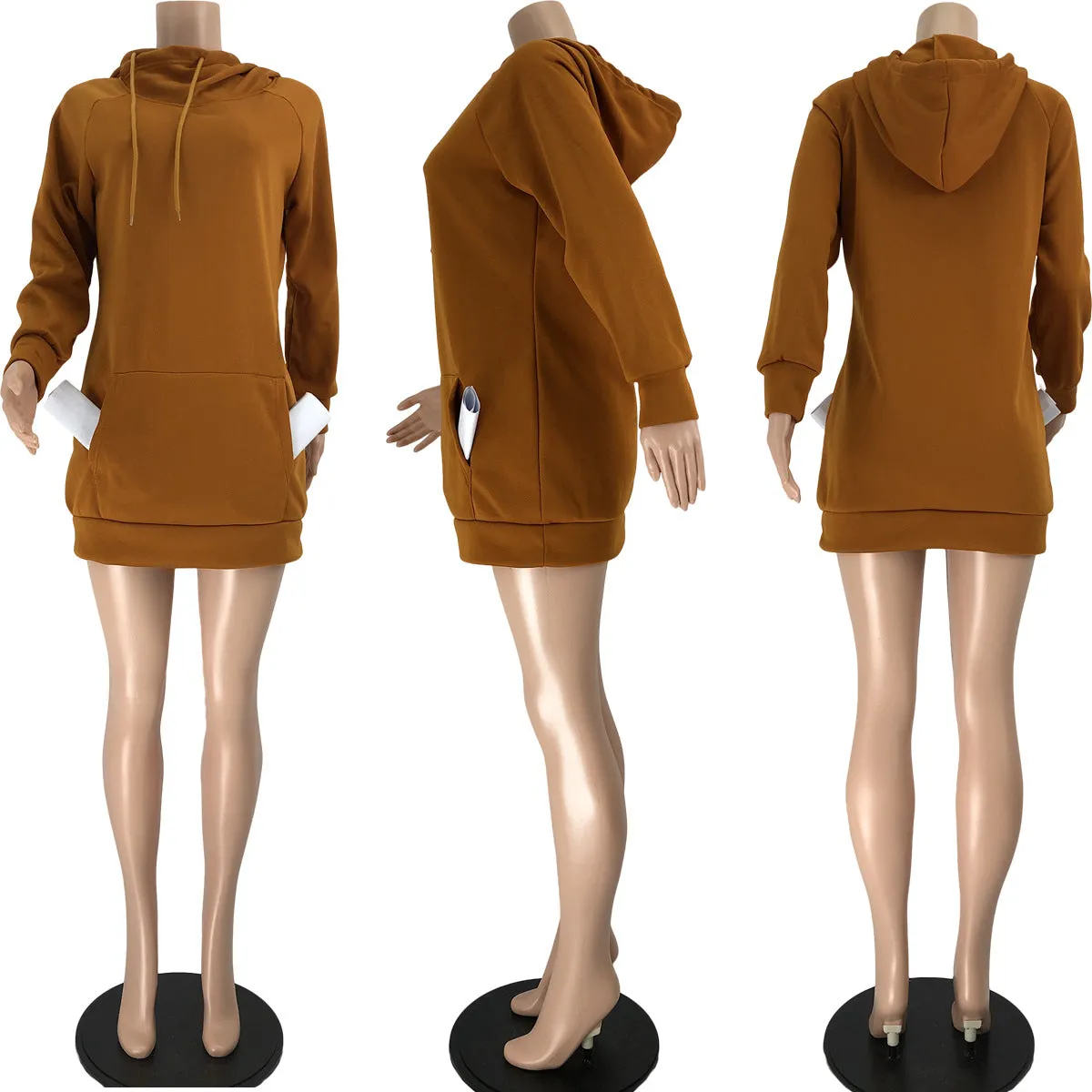 Hooded plus fleece sweater dress（AY1656）