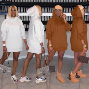 Hooded plus fleece sweater dress（AY1656）