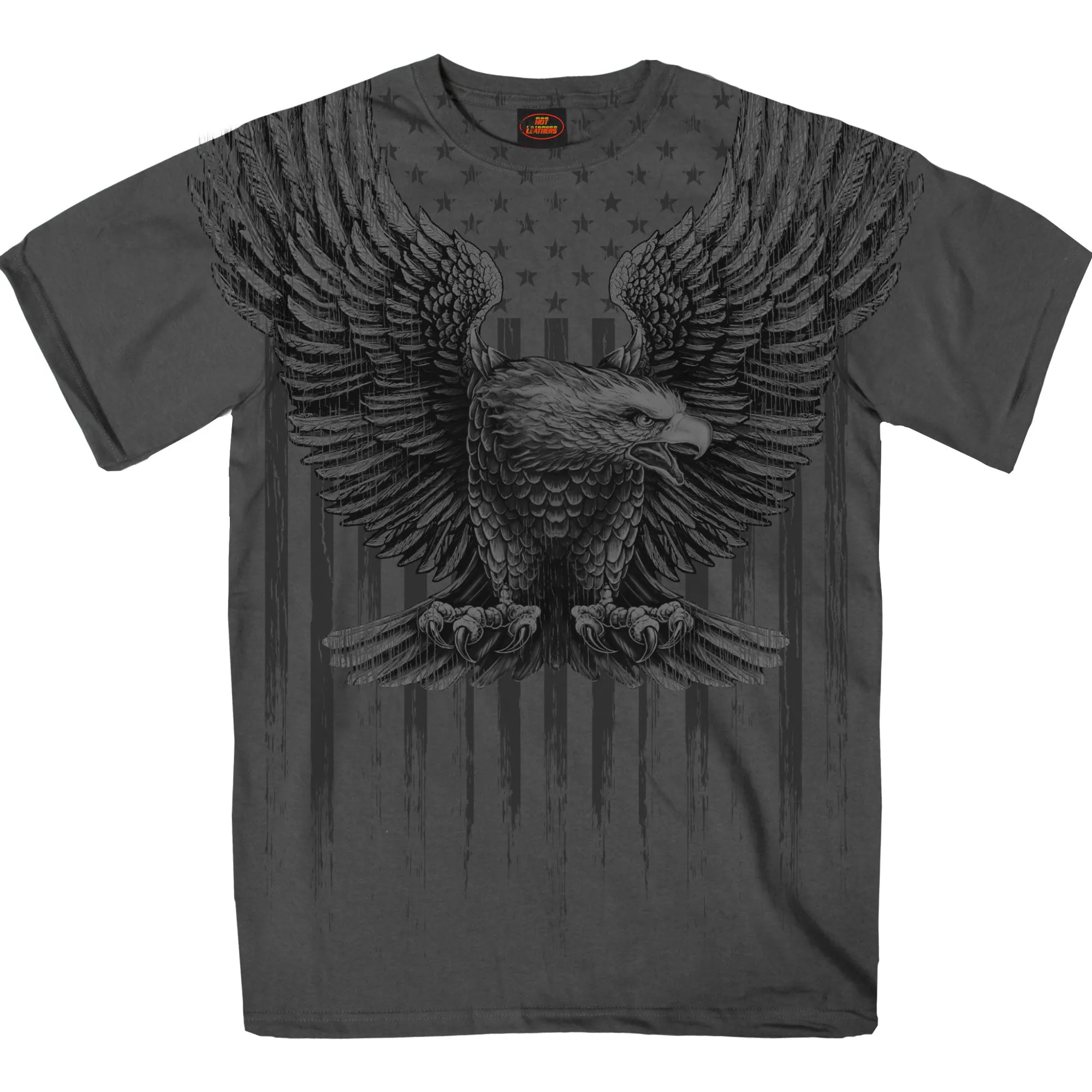 Hot Leathers GMS1524 Men’s Charcoal Short Sleeved Up-Wing Eagle T-Shirt