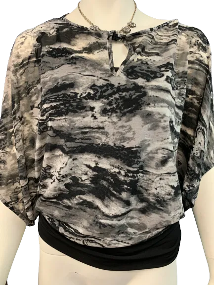 Jennifer Lopez Womens Poncho Blouse Animal Print Cold Shoulder, Size XS