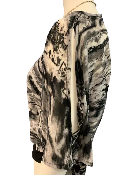 Jennifer Lopez Womens Poncho Blouse Animal Print Cold Shoulder, Size XS