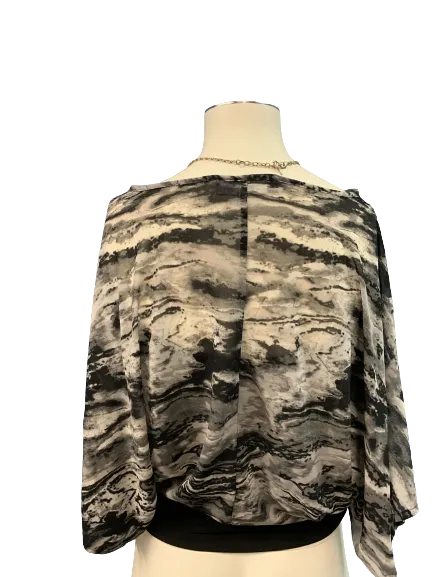 Jennifer Lopez Womens Poncho Blouse Animal Print Cold Shoulder, Size XS