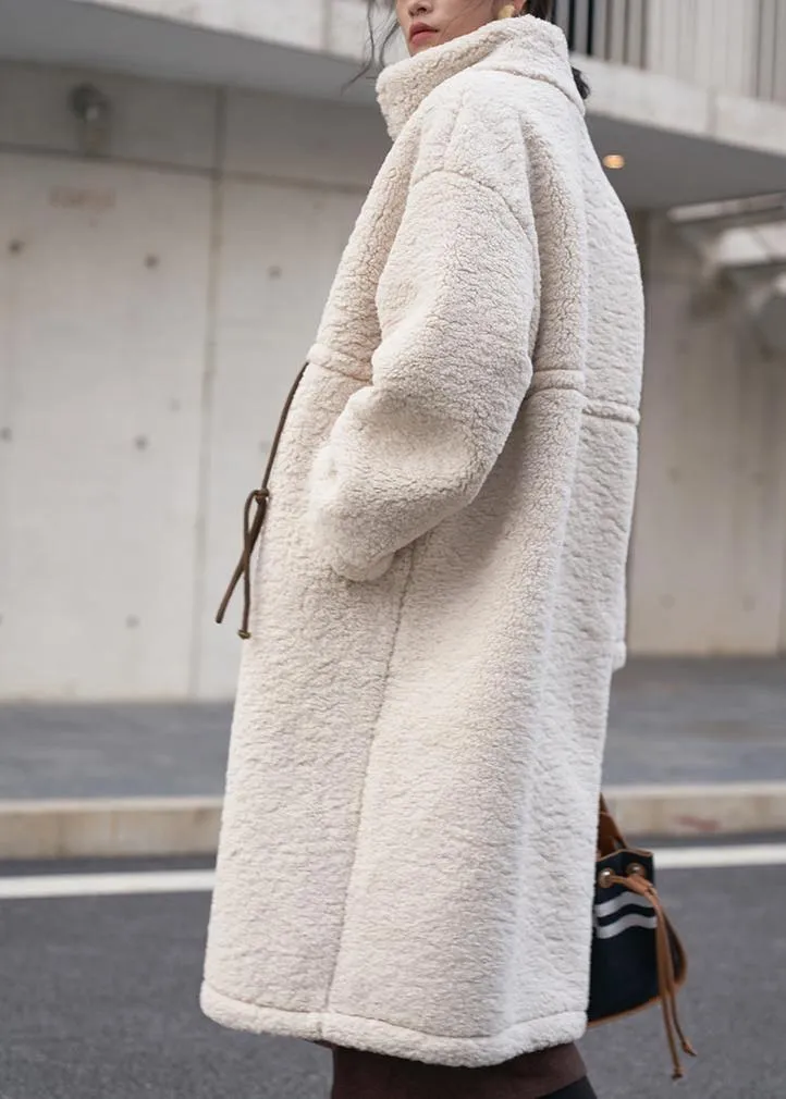 Korean Style Mid-Length Thickened Lamb Wool Coat