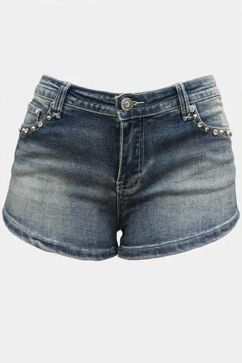 Ladies Rhinestone Shorts with Skull Design 4537 Shorts