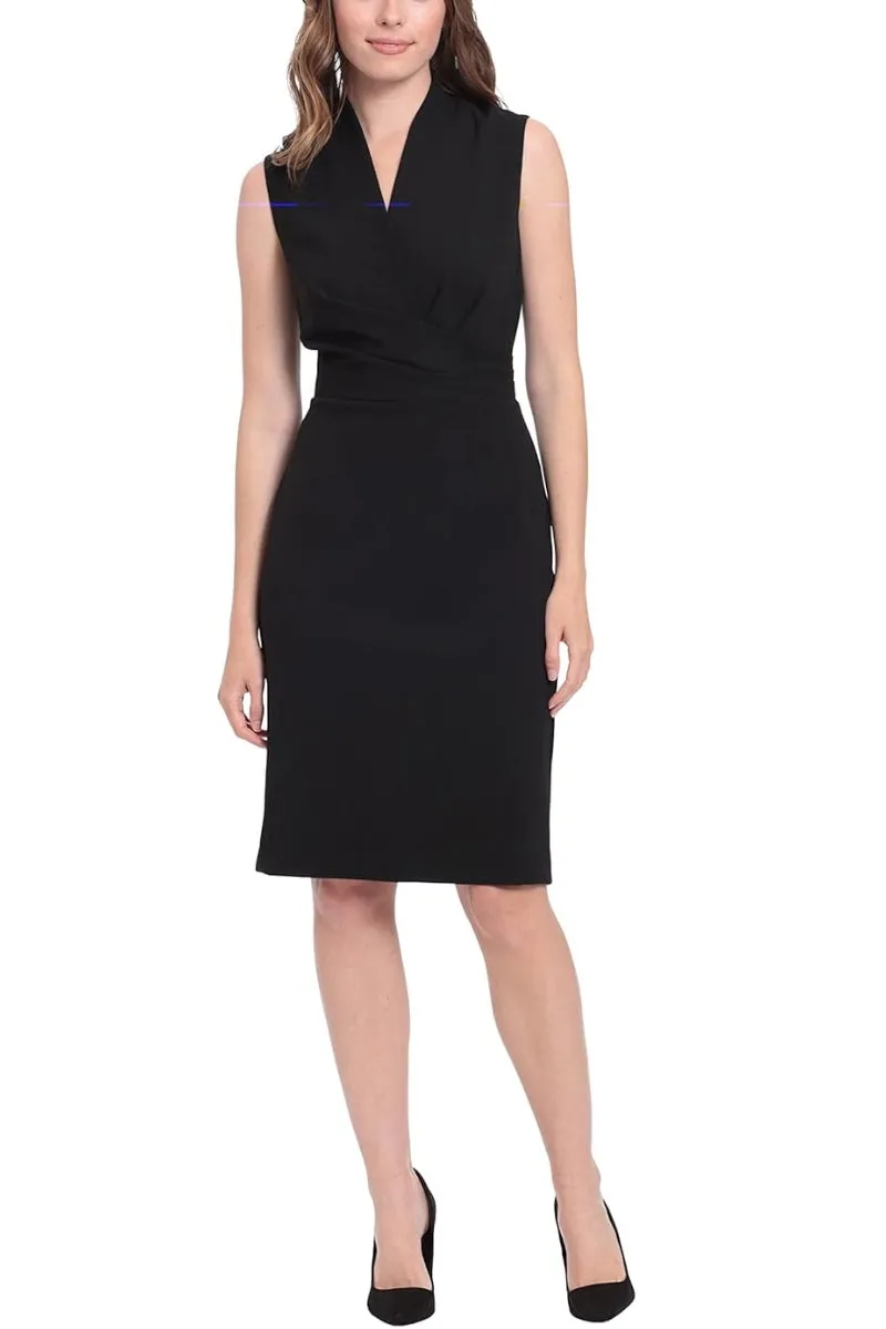 London Times Sleeveless V-Neck Sheath Dress