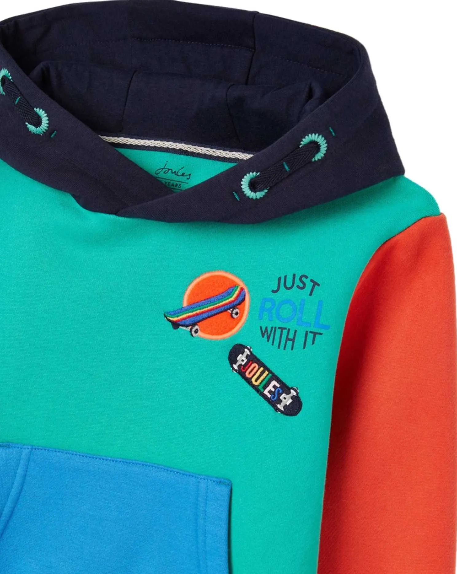 Lucas Colourblock Overhead Hooded Sweatshirt | Joules