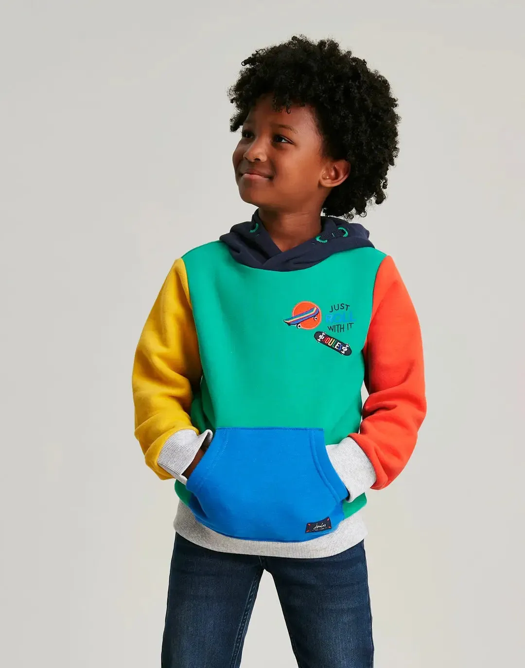 Lucas Colourblock Overhead Hooded Sweatshirt | Joules