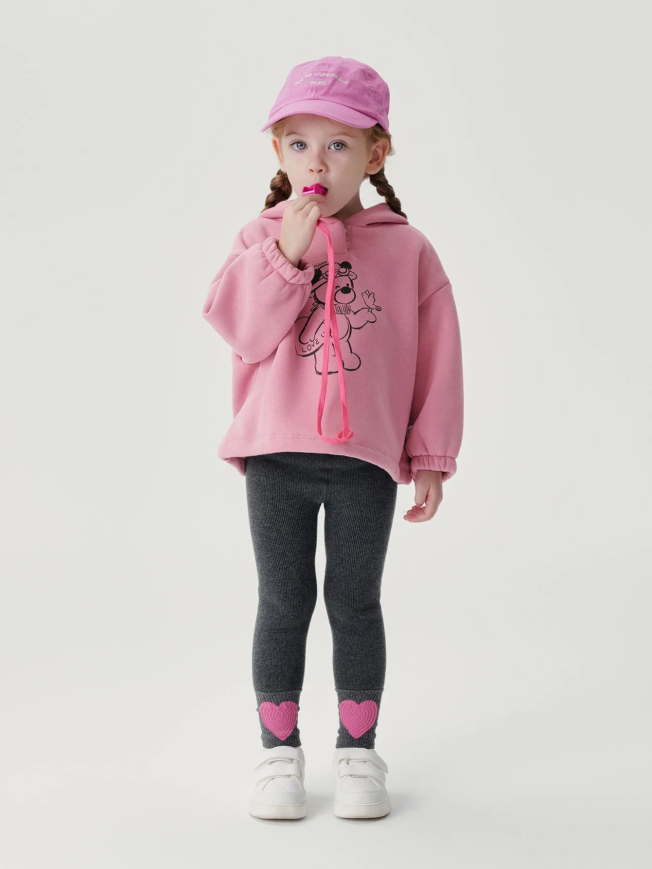 MARC & JANIE Girls Bear Printed Padded Loose Hoodies Sweatshirt 241317