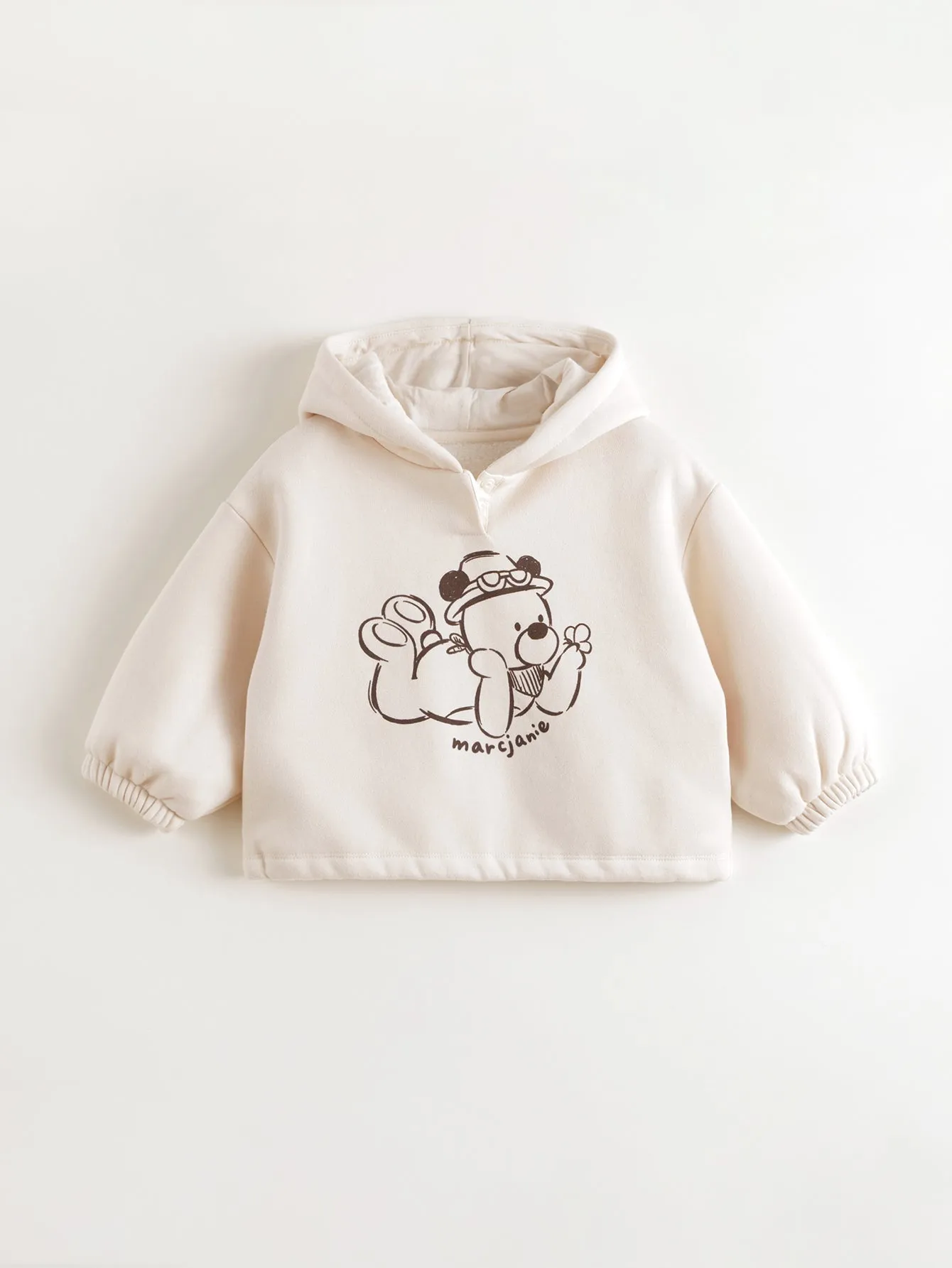 MARC & JANIE Girls Bear Printed Padded Loose Hoodies Sweatshirt 241317