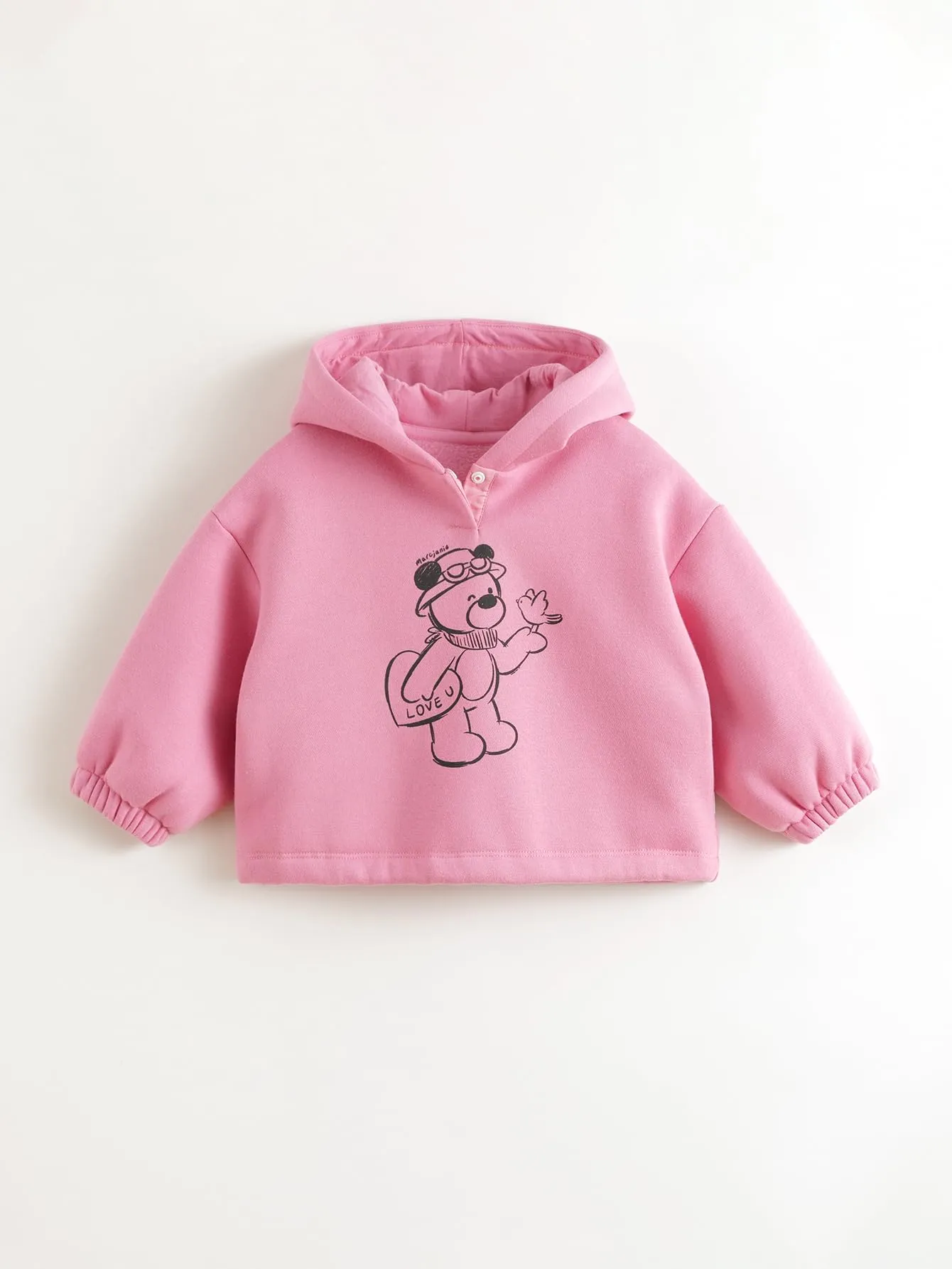 MARC & JANIE Girls Bear Printed Padded Loose Hoodies Sweatshirt 241317