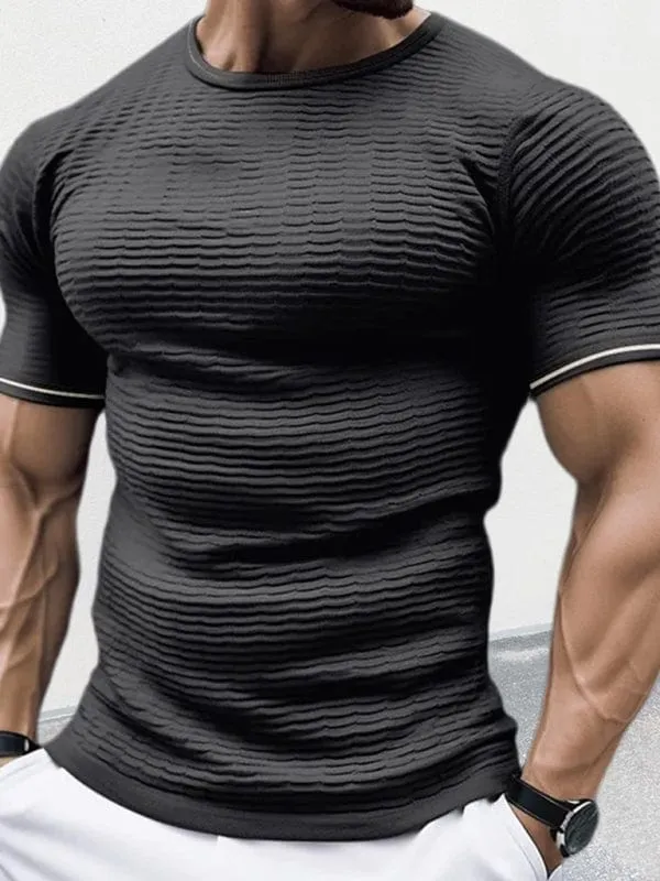 Men's Round Neck Short Sleeve Knitted T-shirt