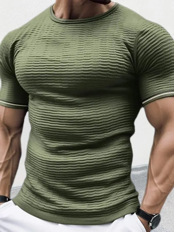 Men's Round Neck Short Sleeve Knitted T-shirt