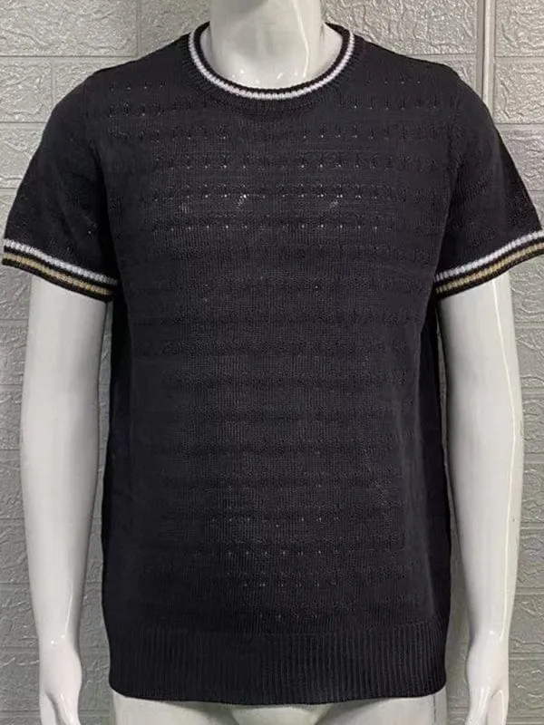 Men's Round Neck Short Sleeve Knitted T-shirt