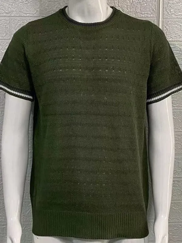 Men's Round Neck Short Sleeve Knitted T-shirt