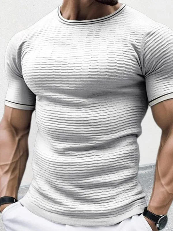 Men's Round Neck Short Sleeve Knitted T-shirt