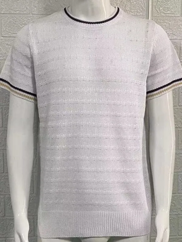 Men's Round Neck Short Sleeve Knitted T-shirt