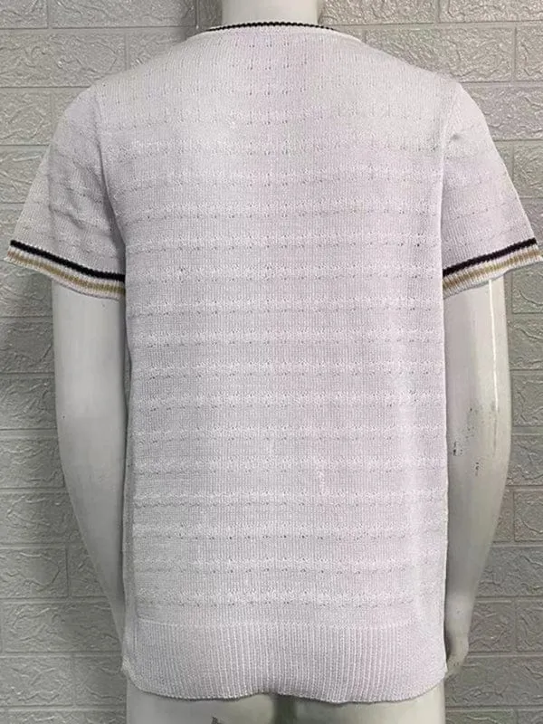 Men's Round Neck Short Sleeve Knitted T-shirt