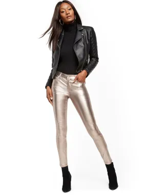 Mid-Rise Super-Skinny Jeans - Metallic Coated