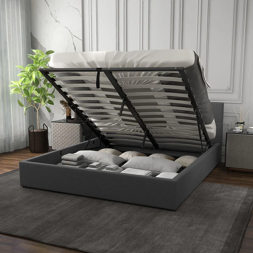 Milano Capri Luxury Gas Lift Bed Frame Base And Headboard With Storage