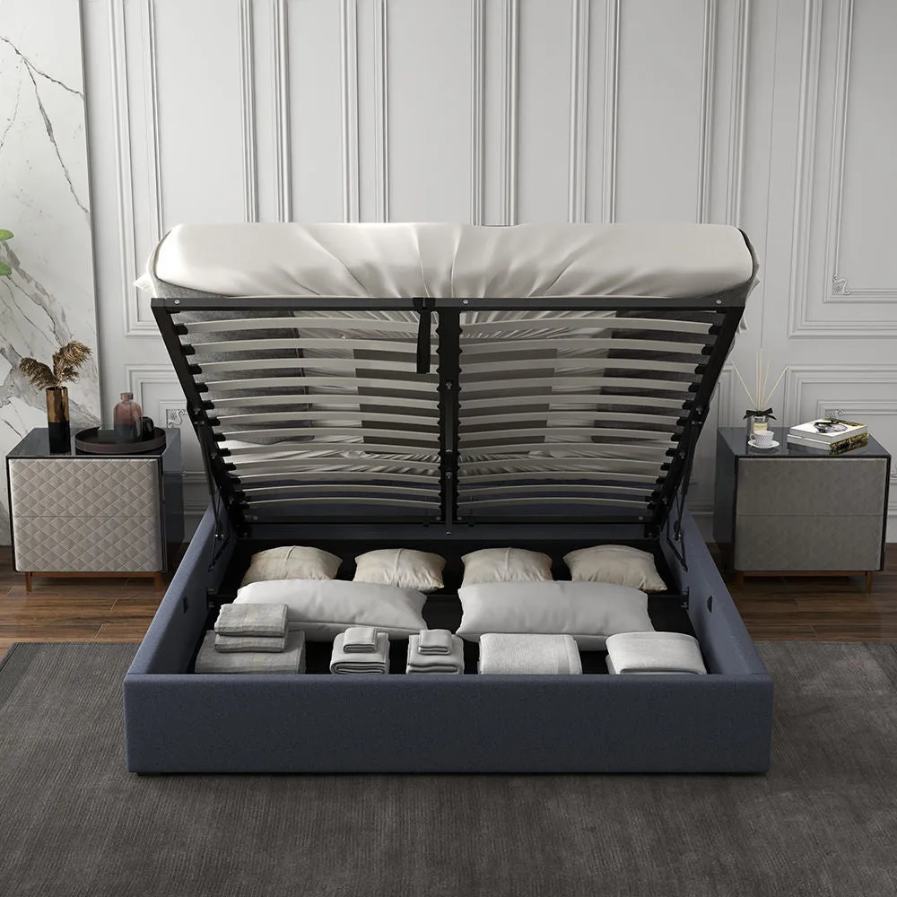 Milano Capri Luxury Gas Lift Bed Frame Base And Headboard With Storage