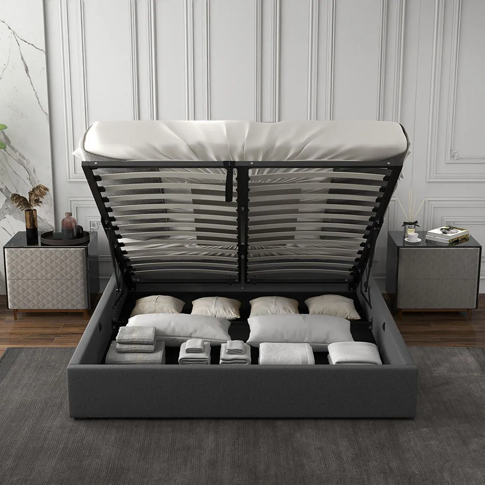 Milano Capri Luxury Gas Lift Bed Frame Base And Headboard With Storage