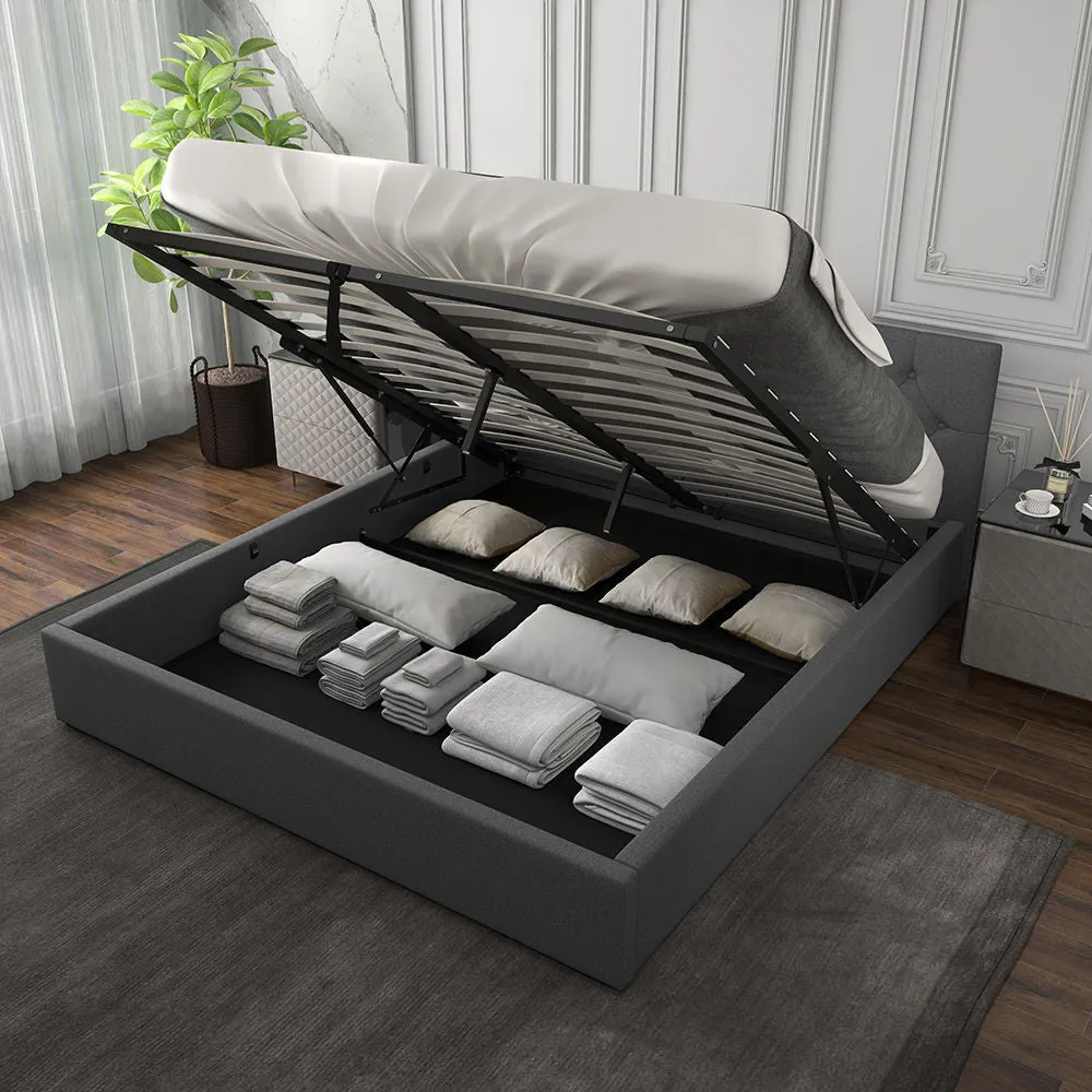 Milano Capri Luxury Gas Lift Bed Frame Base And Headboard With Storage