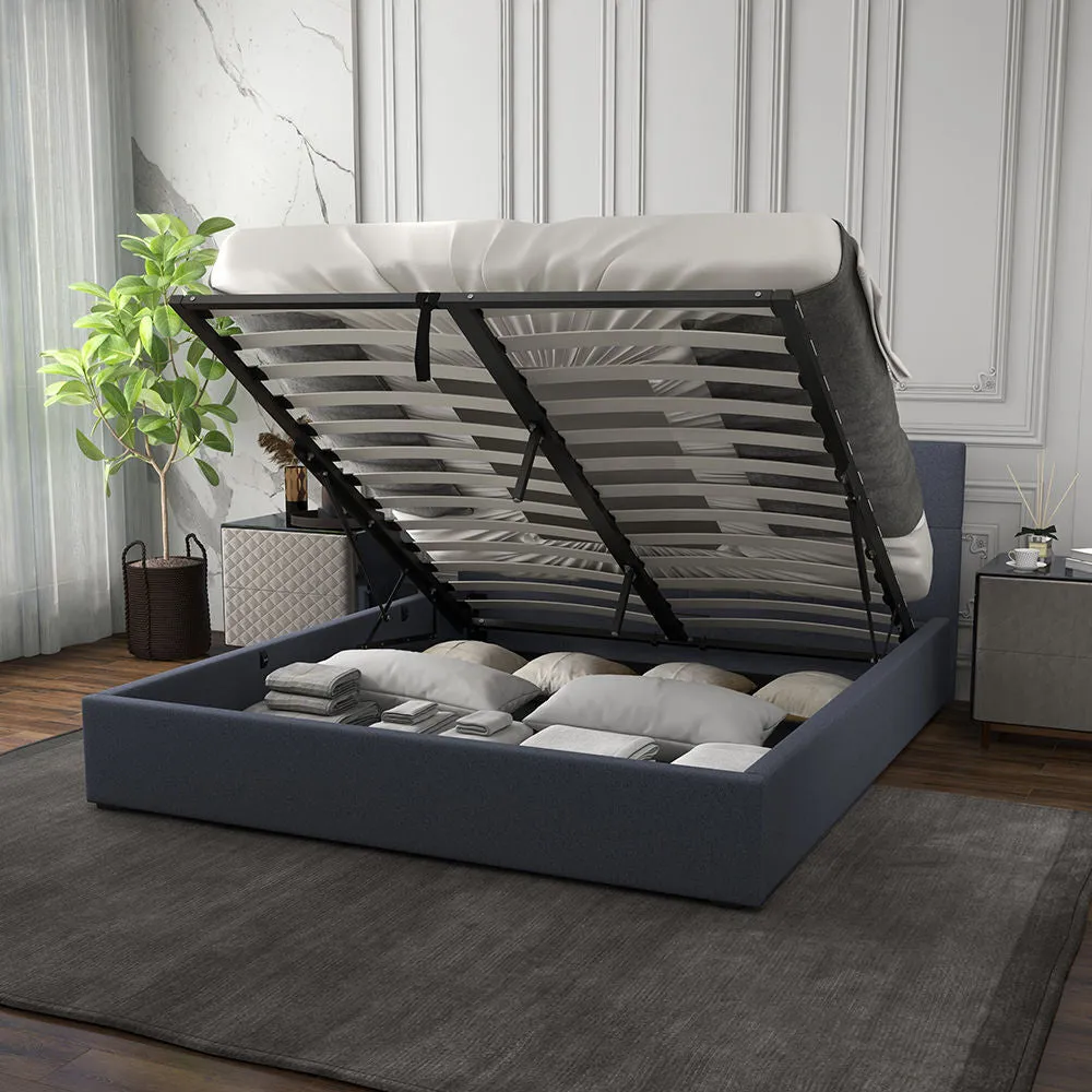 Milano Capri Luxury Gas Lift Bed Frame Base And Headboard With Storage