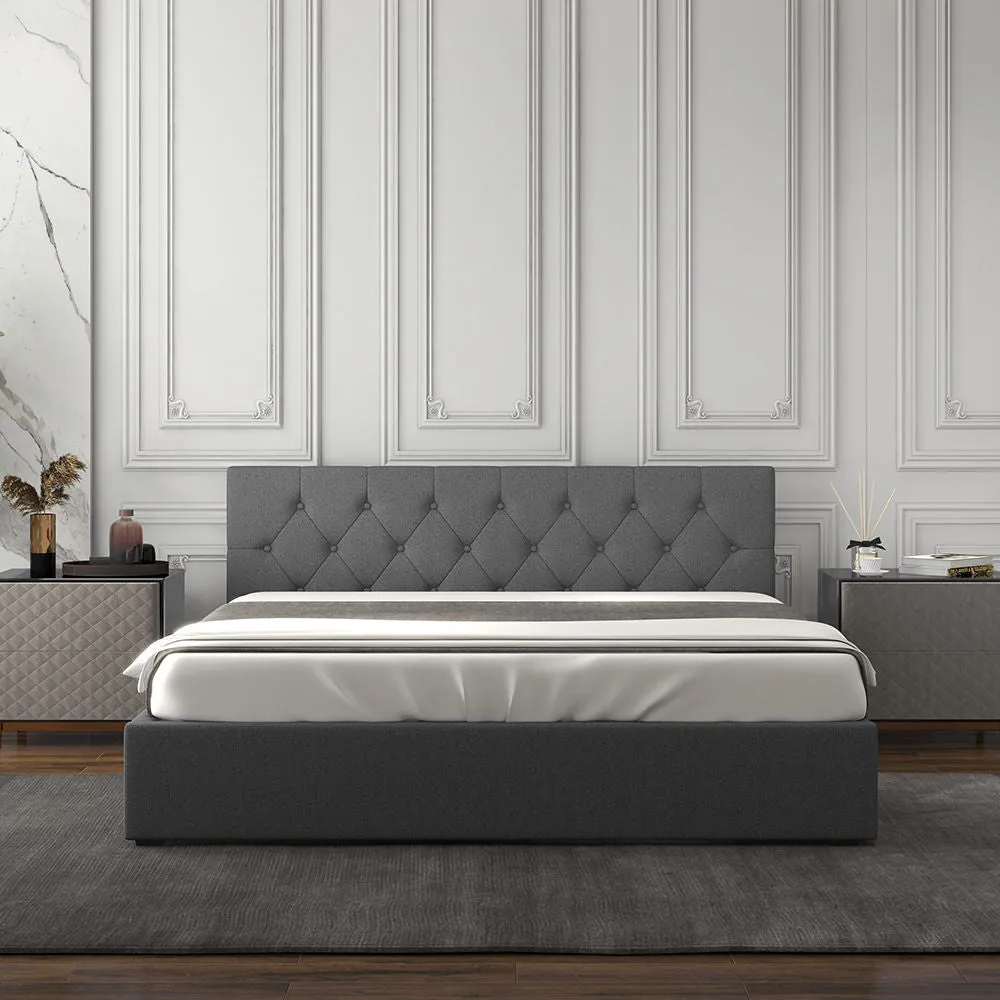 Milano Capri Luxury Gas Lift Bed Frame Base And Headboard With Storage