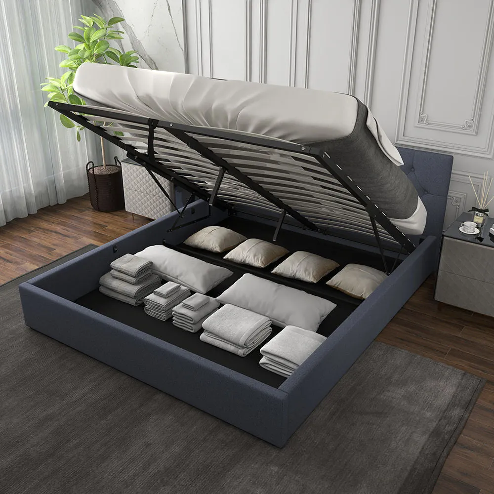 Milano Capri Luxury Gas Lift Bed Frame Base And Headboard With Storage