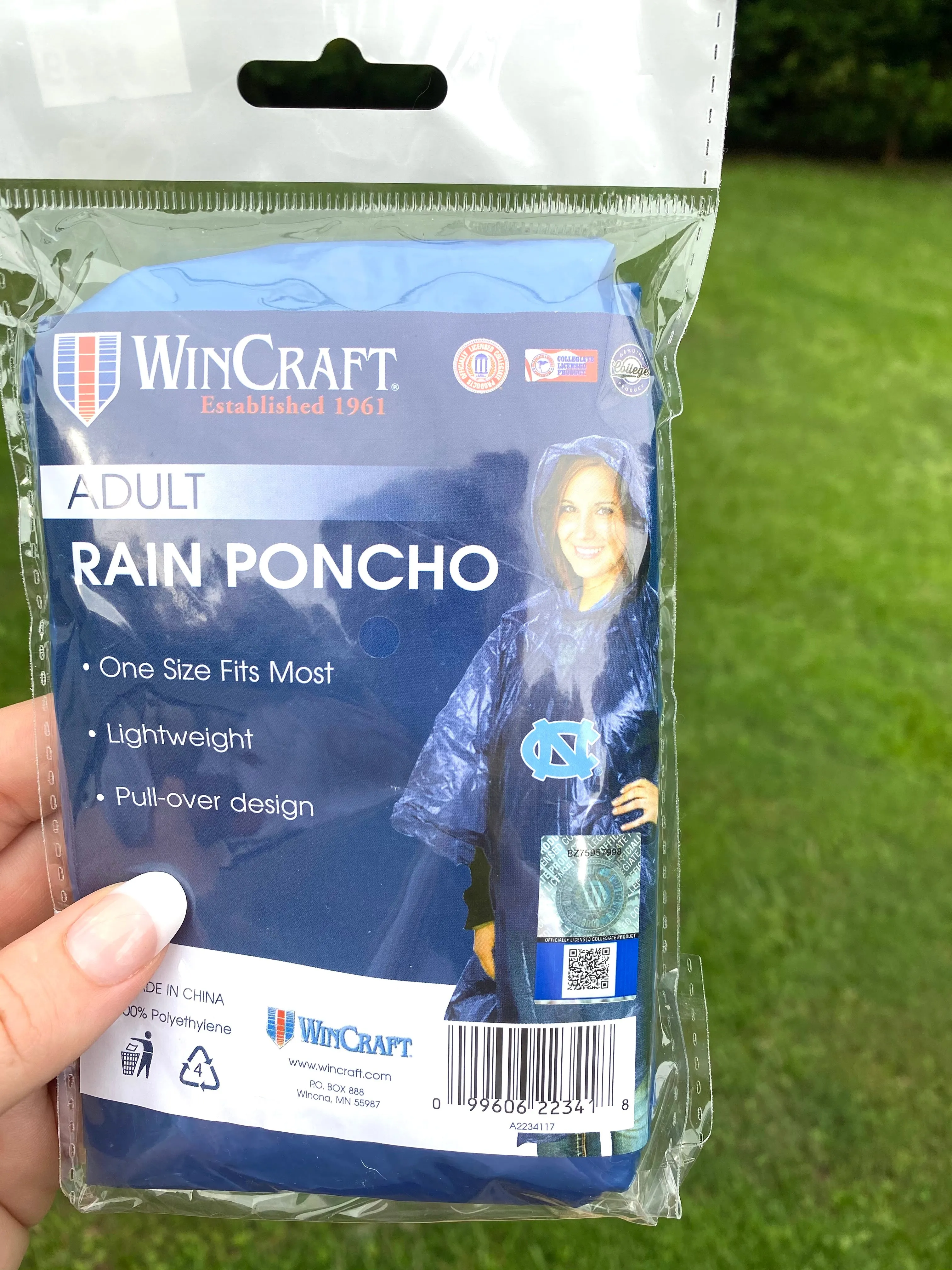 Navy UNC Hooded Rain Poncho