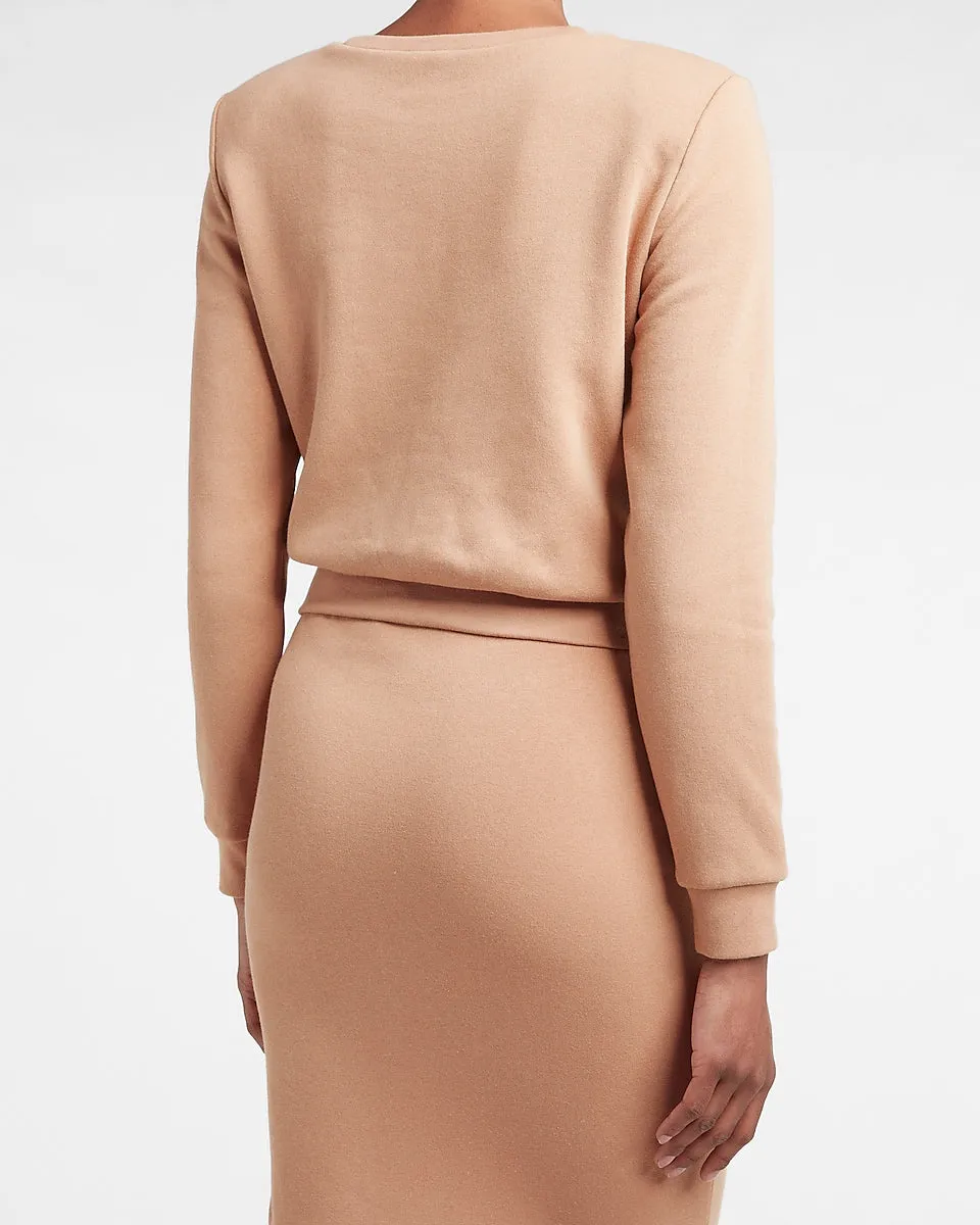 Padded Shoulder Sweatshirt in Sand