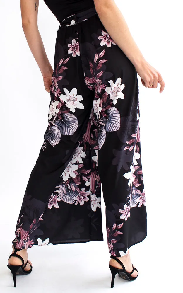 Paradise Lily Pants - Black Floral