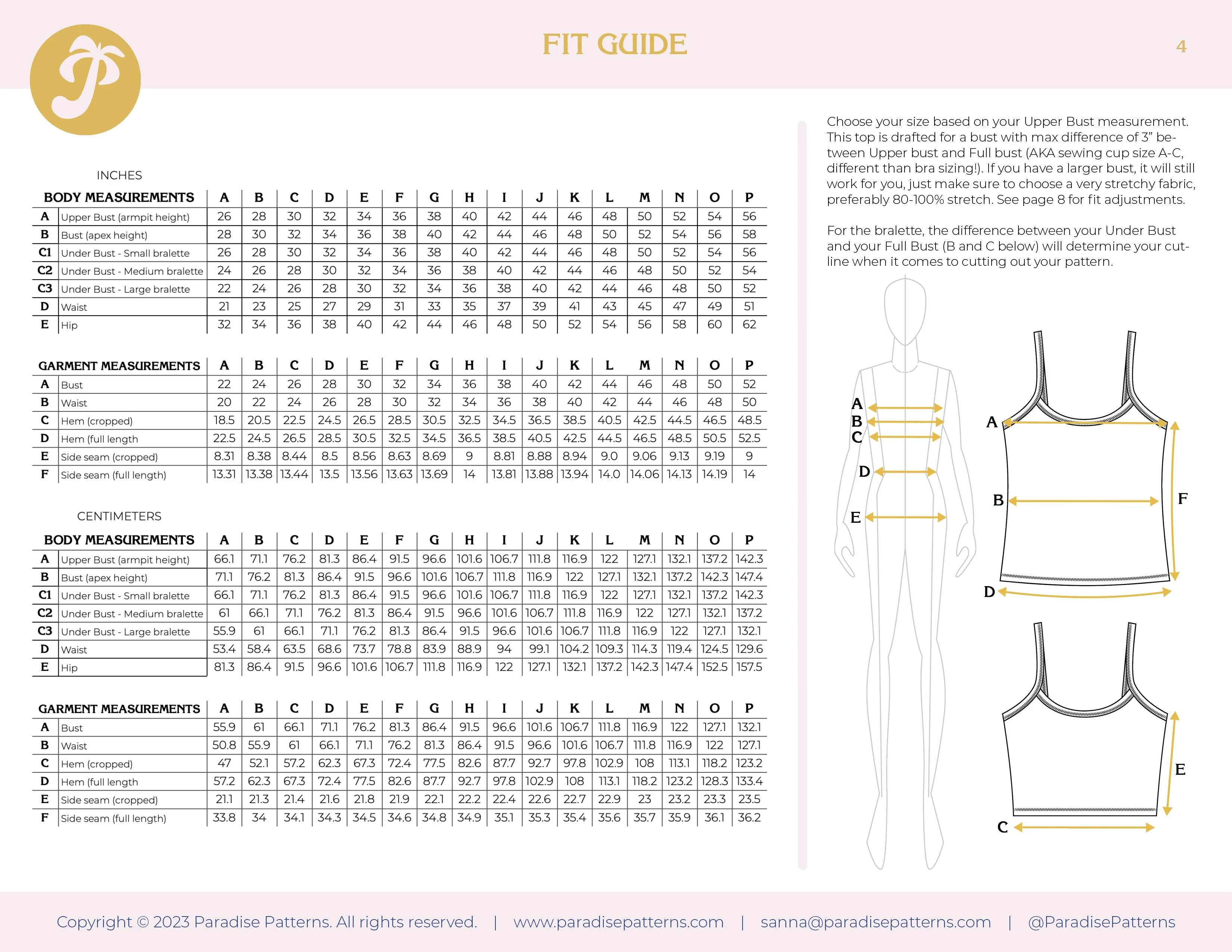 PDF Pattern - Sommar Camisole | Paradise Patterns