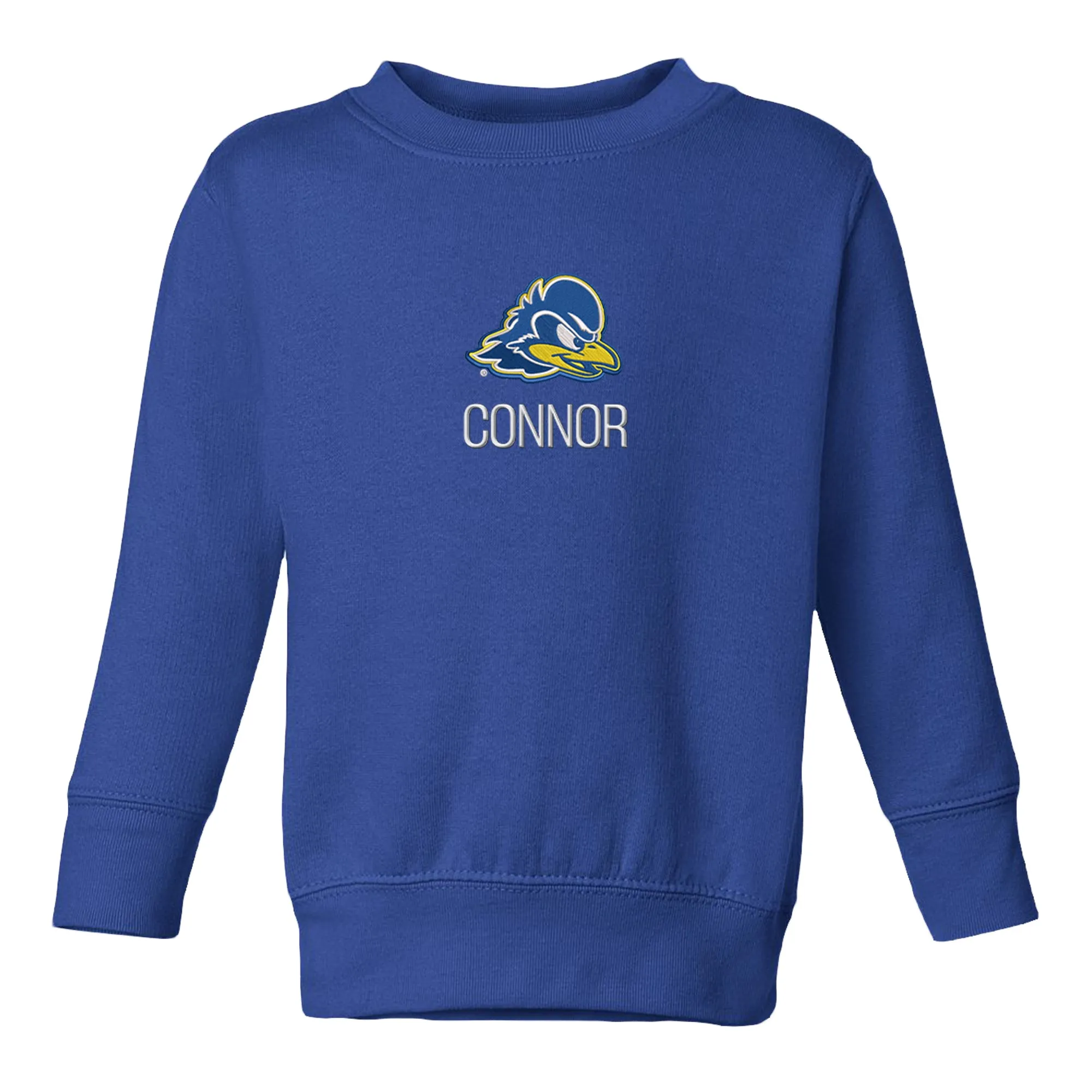 Personalized Delaware Fightin' Blue Hens Toddler Crewneck Sweatshirt