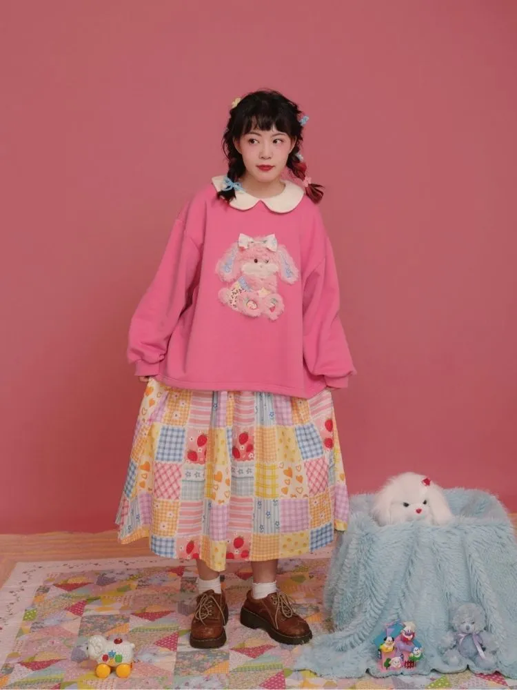Plush Puppy Doll Collar Padded Pink Sweatshirt【s0000004307】