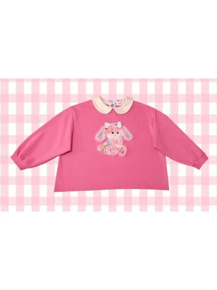 Plush Puppy Doll Collar Padded Pink Sweatshirt【s0000004307】