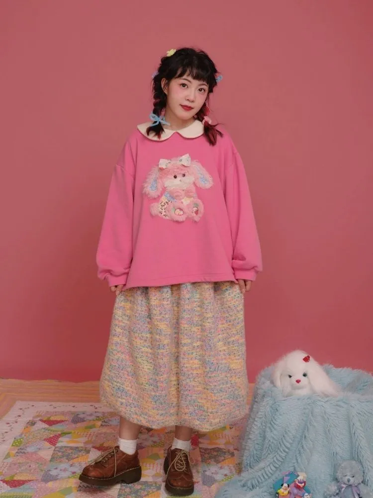Plush Puppy Doll Collar Padded Pink Sweatshirt【s0000004307】