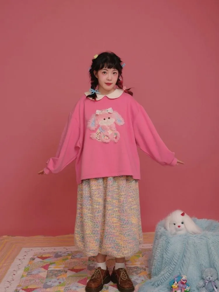 Plush Puppy Doll Collar Padded Pink Sweatshirt【s0000004307】