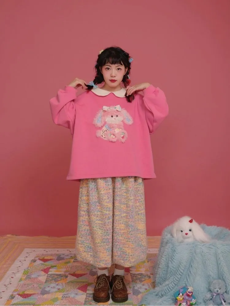 Plush Puppy Doll Collar Padded Pink Sweatshirt【s0000004307】