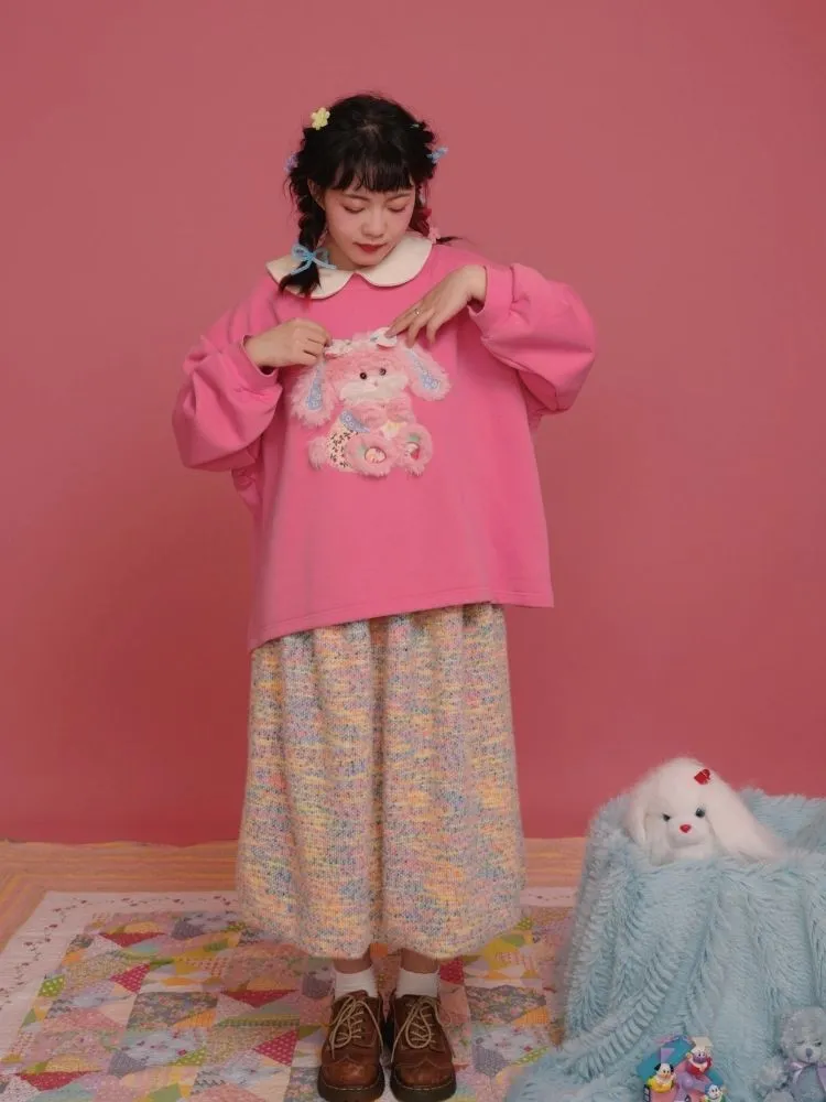 Plush Puppy Doll Collar Padded Pink Sweatshirt【s0000004307】