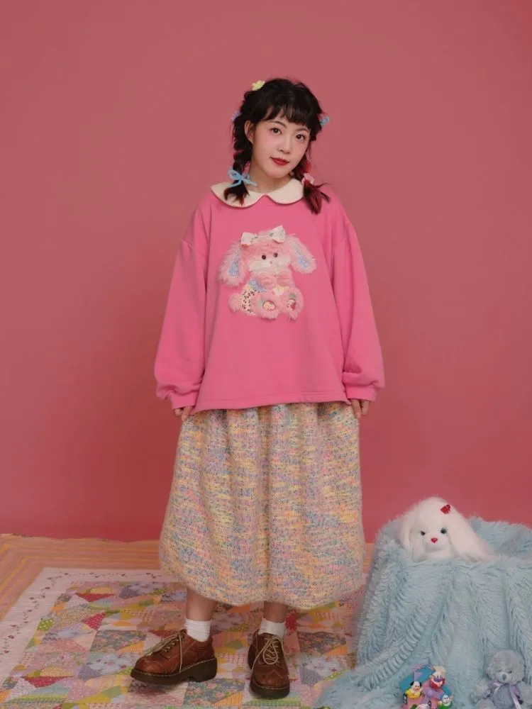 Plush Puppy Doll Collar Padded Pink Sweatshirt【s0000004307】