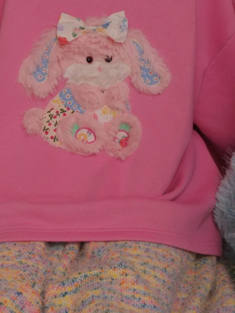Plush Puppy Doll Collar Padded Pink Sweatshirt【s0000004307】