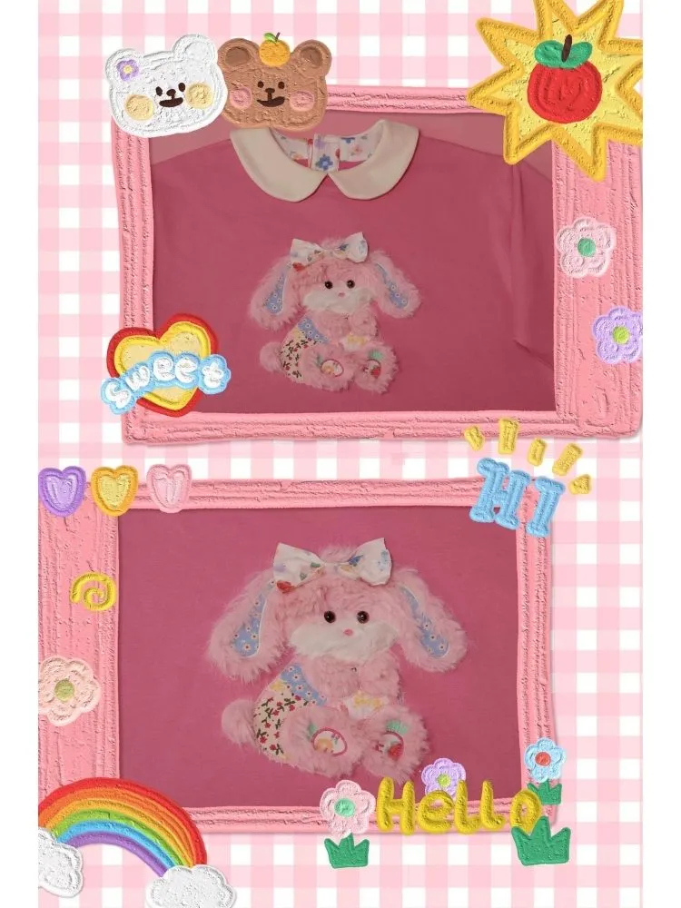Plush Puppy Doll Collar Padded Pink Sweatshirt【s0000004307】