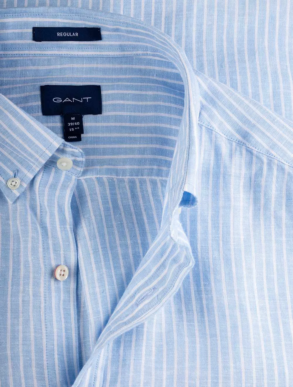 Regular Fit Stripe Linen Button-down Capri Blue