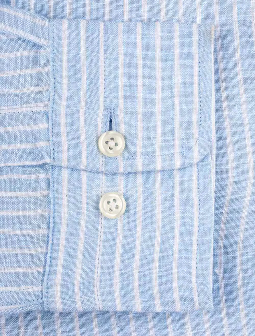 Regular Fit Stripe Linen Button-down Capri Blue